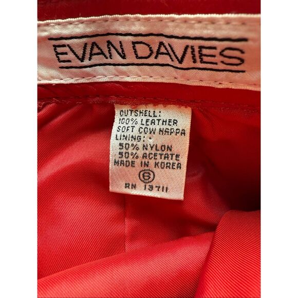 Vintage Evan Davies 100% Leather Red Pencil Skirt - Picture 5 of 8
